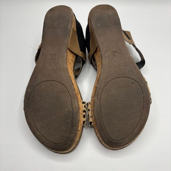 Corkys Black and Leopard Print Wedges - Picture 6 of 9